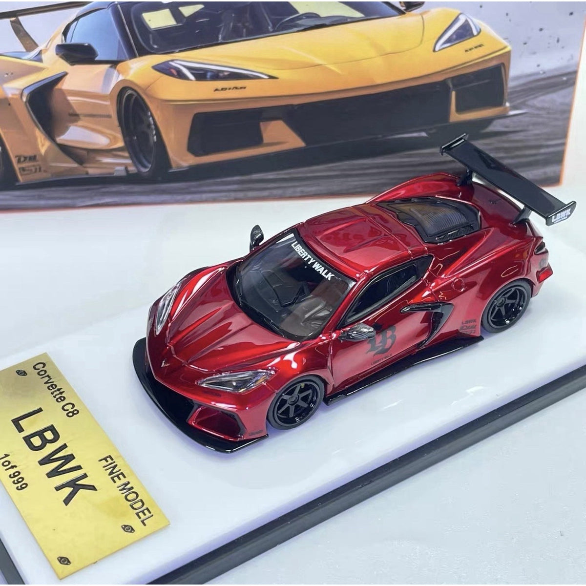 Fine Model LB Corvette C8 1:64 Wide Body Diecast Car Model Acrylic US ship