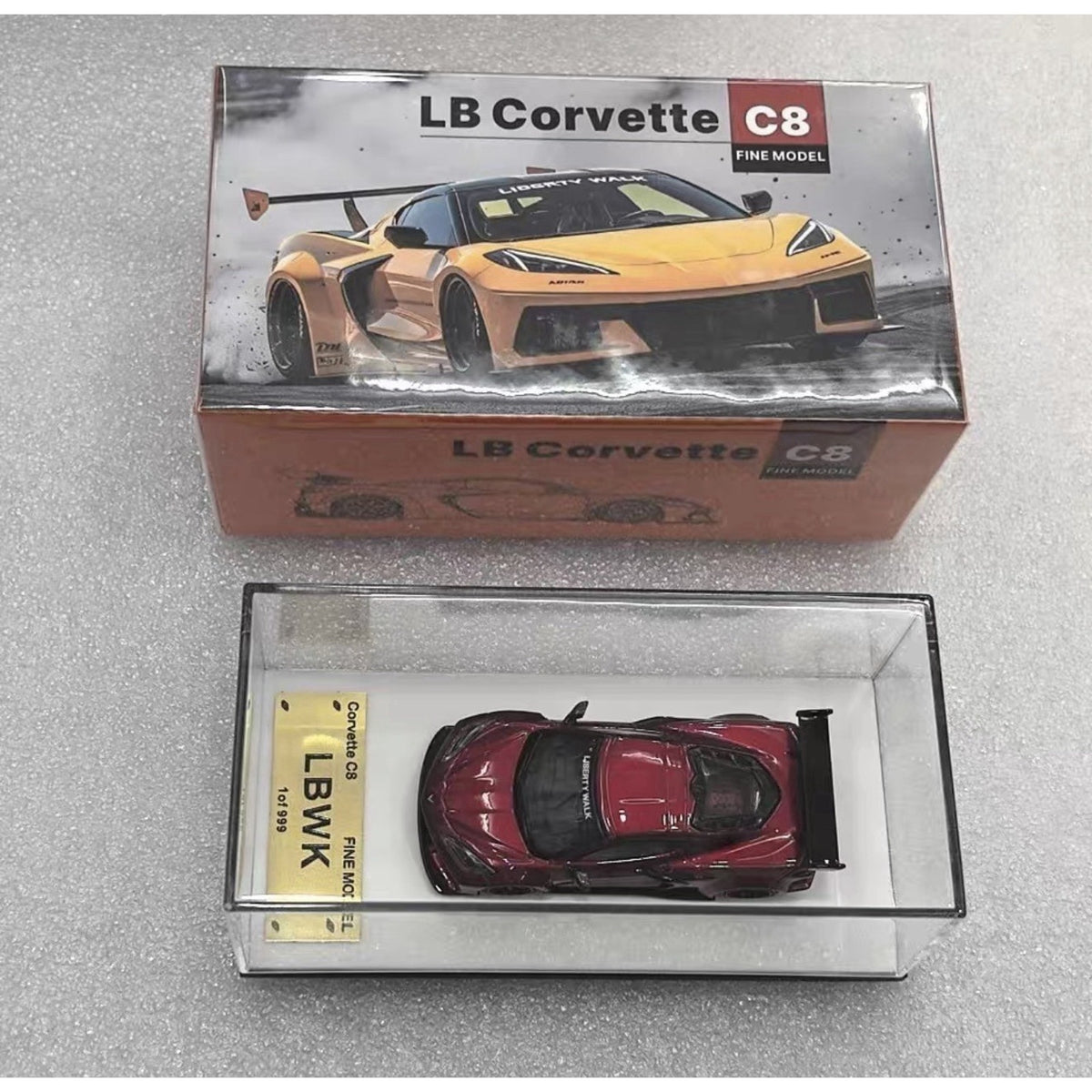 Fine Model LB Corvette C8 1:64 Wide Body Diecast Car Model Acrylic US ship
