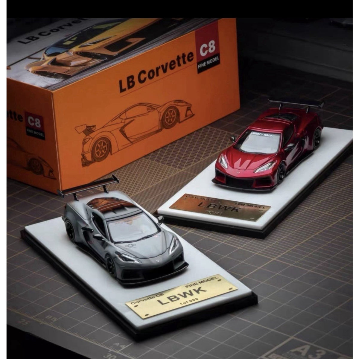 Fine Model LB Corvette C8 1:64 Wide Body Diecast Car Model Acrylic US ship