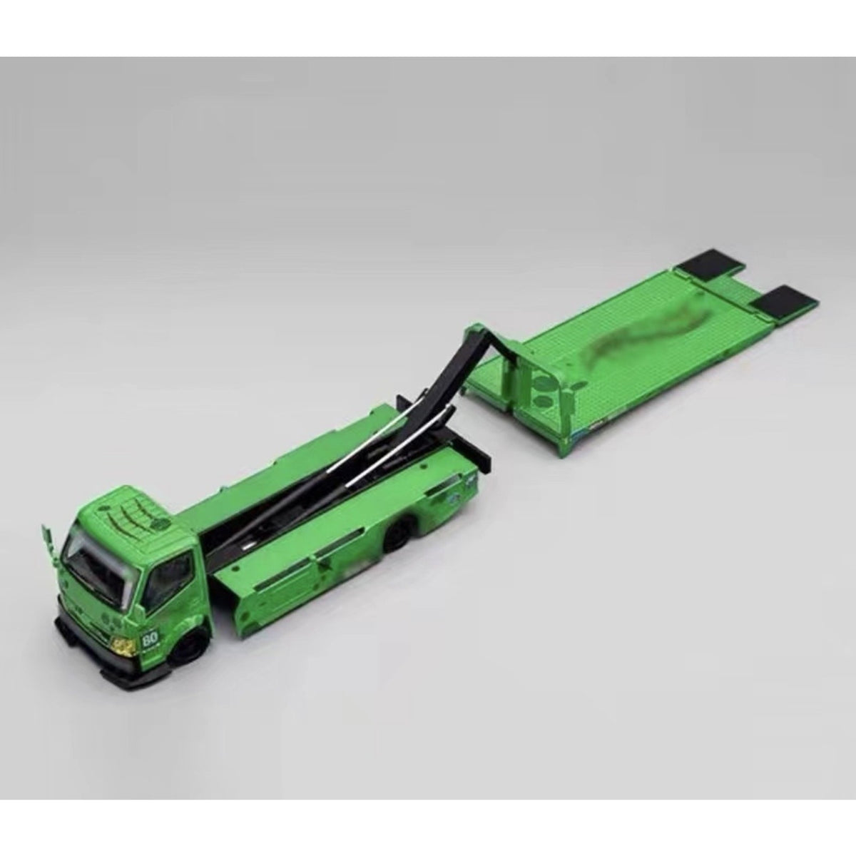 MG 1:64 H300 Custom Tow Flatbed Truck Dinosaur Model Diecast Metal Car green US