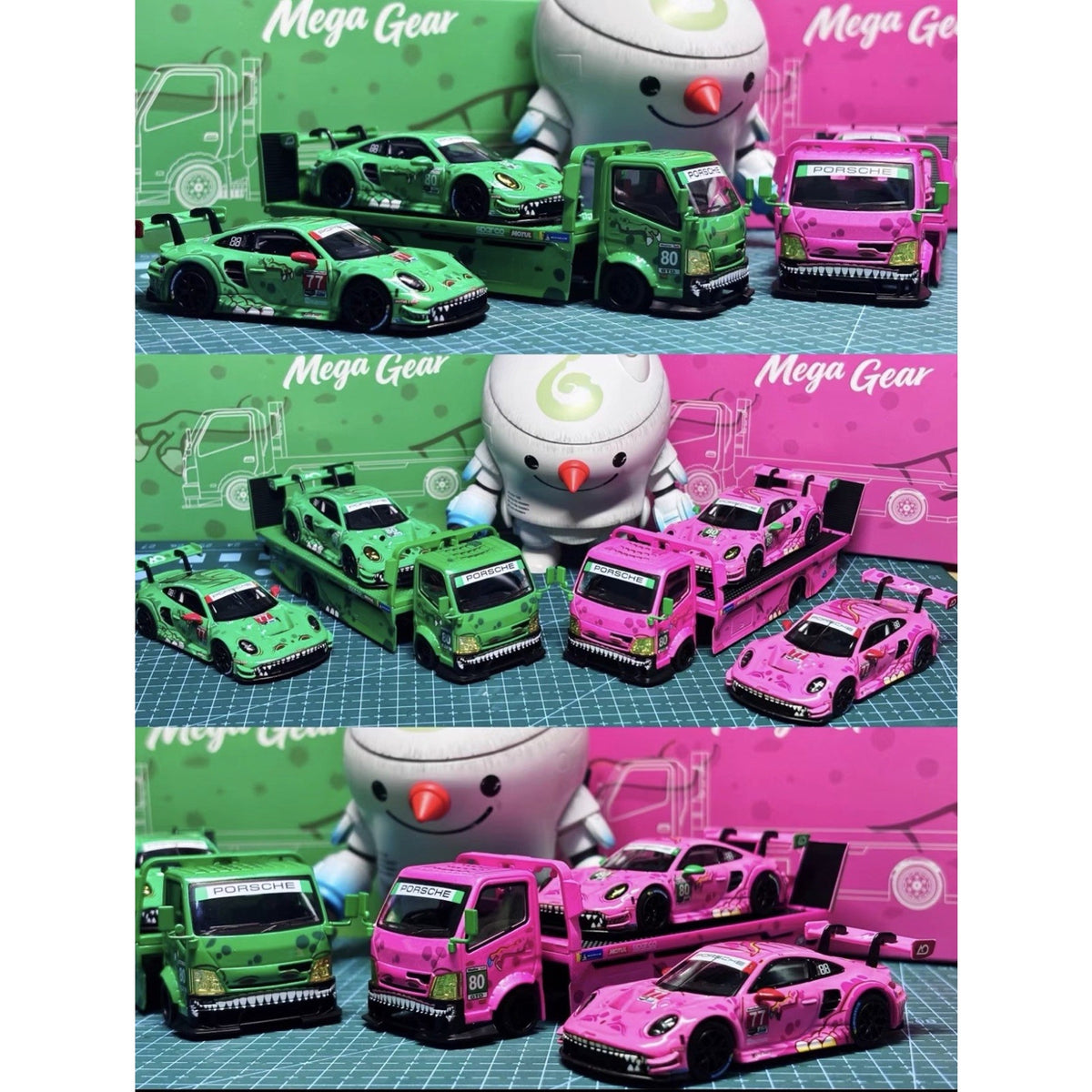 MG 1:64 H300 Custom Tow Flatbed Truck Dinosaur Model Diecast Metal Car green US