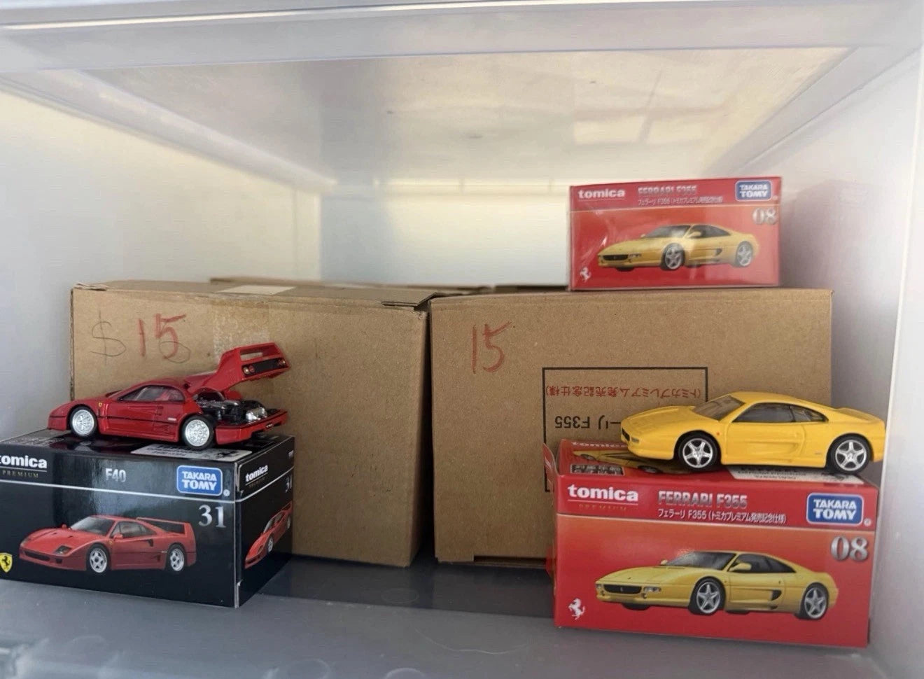 TOMICA LOT OF 3, Red F40, Black La ferrari, Yellow F355