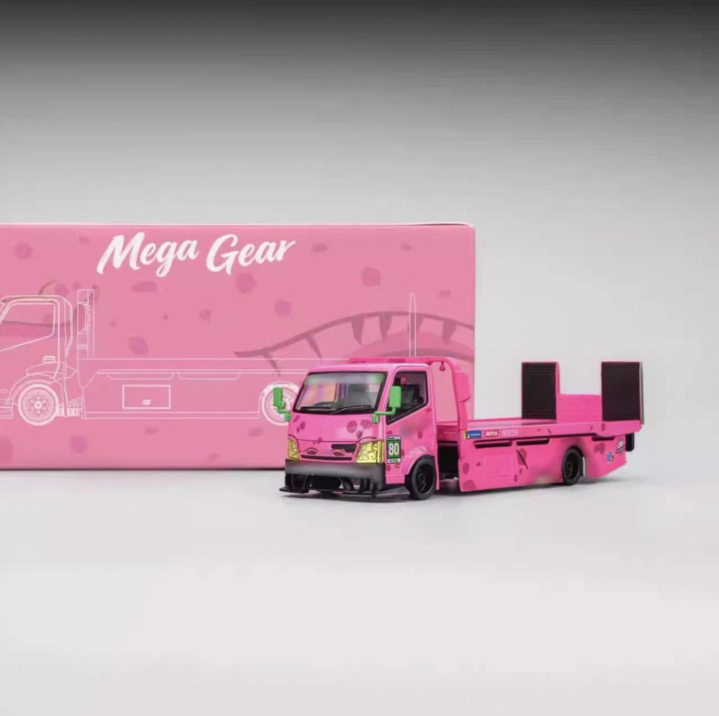 MG 1:64 H300 Custom Tow Flatbed Truck Dinosaur Model Diecast Metal pink