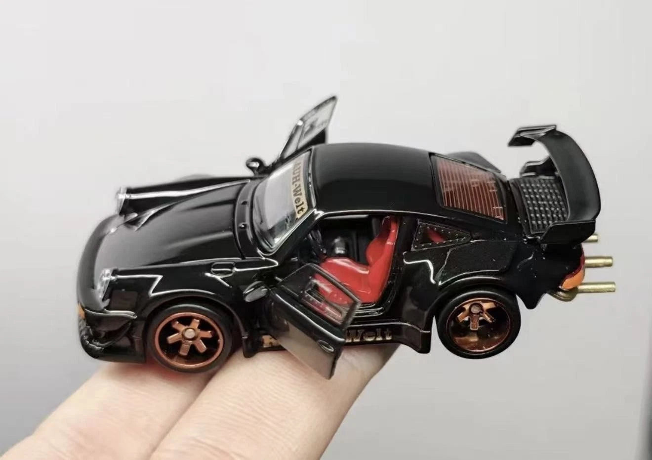 FG RWB 930 Porsche 911 Black fully opening doors and engine 1/64 scale