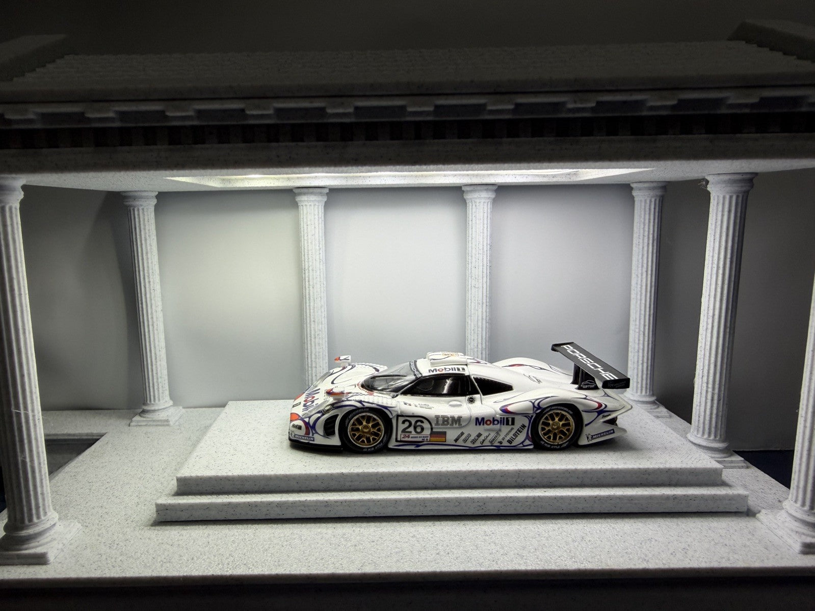 TH 1:64 White 1998 911 Gt1 LM #26 Racing Sports Model Diecast Metal Car