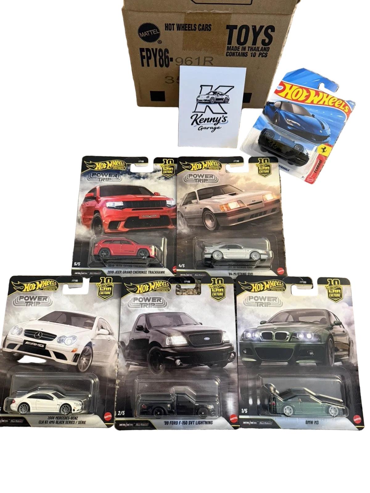 Hot Wheels 2026 Premium Car Culture Power Trip Complete Set of 5 + free Ferrari