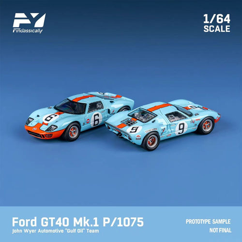 Finclassically 1:64 GT40 Gulf Livery 2-Car Set Diecast Collection US BASEDSELLER