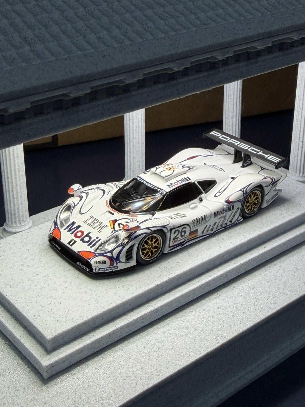 TH 1:64 White 1998 911 Gt1 LM #26 Racing Sports Model Diecast Metal Car