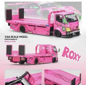 MG 1:64 H300 Custom Tow Flatbed Truck Dinosaur Model Diecast Metal pink
